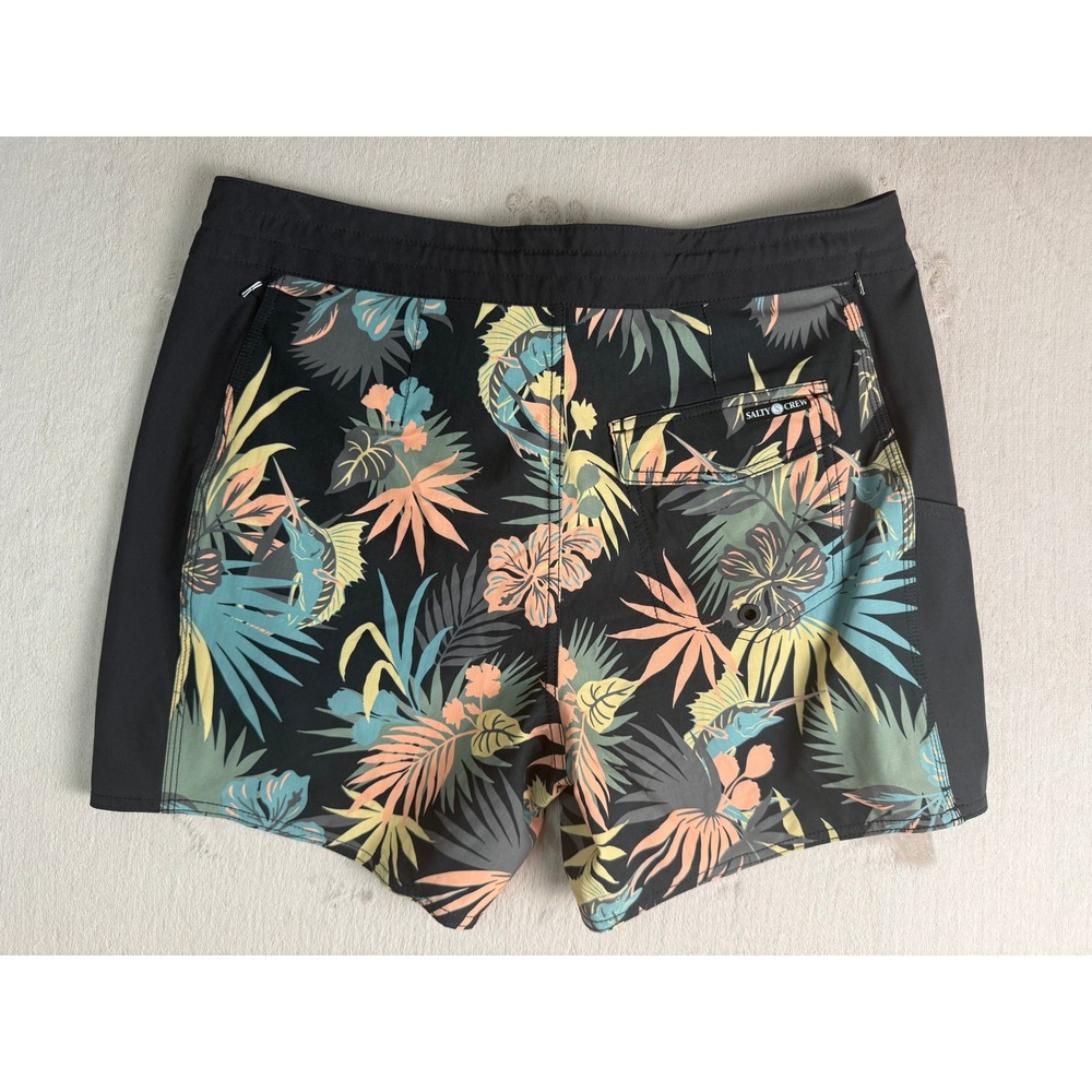 Salty Crew Tropical Marlin Board Shorts Women 29 Black Excellent 5" Floral Surf - Picture 7 of 7